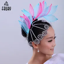 Национальный танец квадратный танец старт танец янгге танец головной убор сценическое шоу украшения цветок блестка цветок