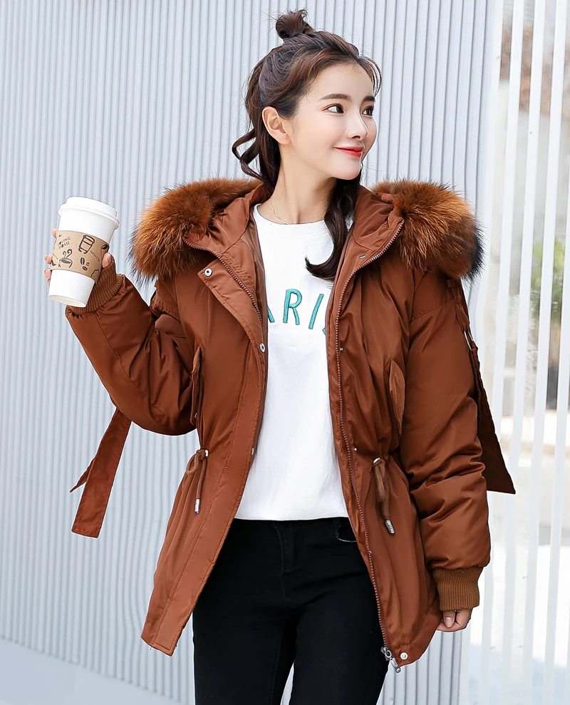 Дизайн, Зимняя женская куртка с капюшоном и меховым воротником, женское Стеганое пальто, Модная парка в Корейском стиле