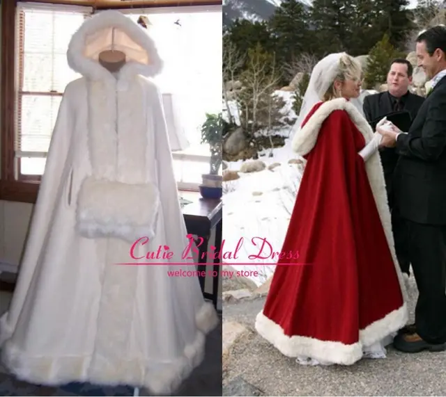 capas de novia de invierno con capucha con piel sintética perfecto