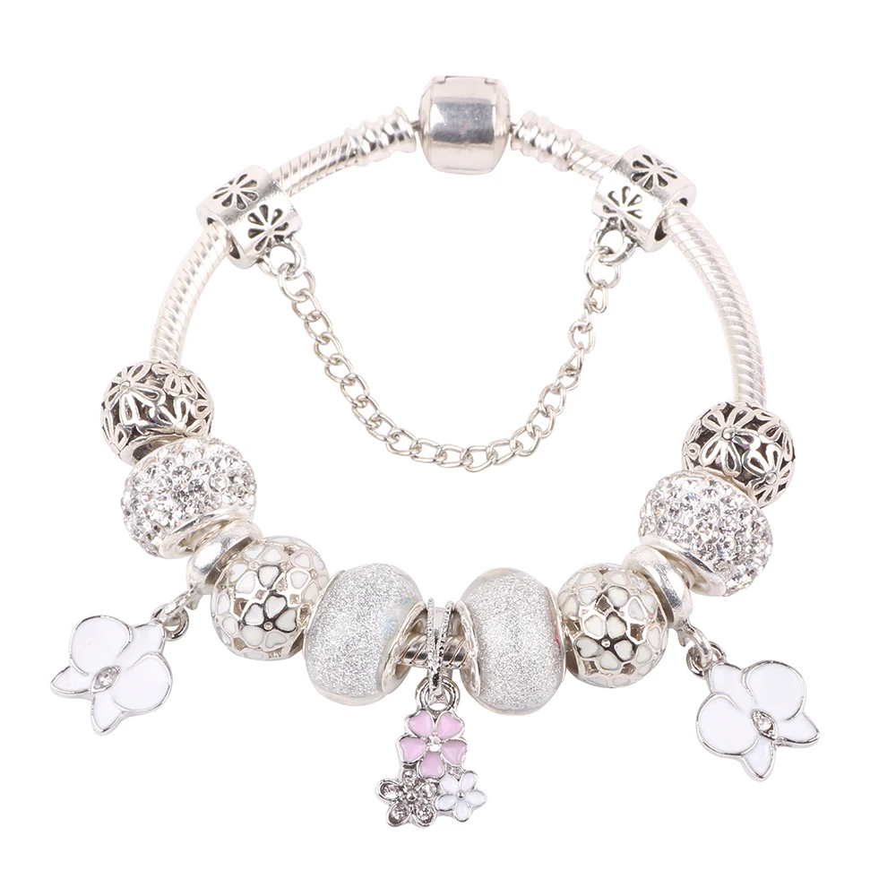 

AIFEILI High Quality Vintage Crystal Fine Bracelet For wome Fit Snake Chain Charm Bracelet DIY Jewelry Gift