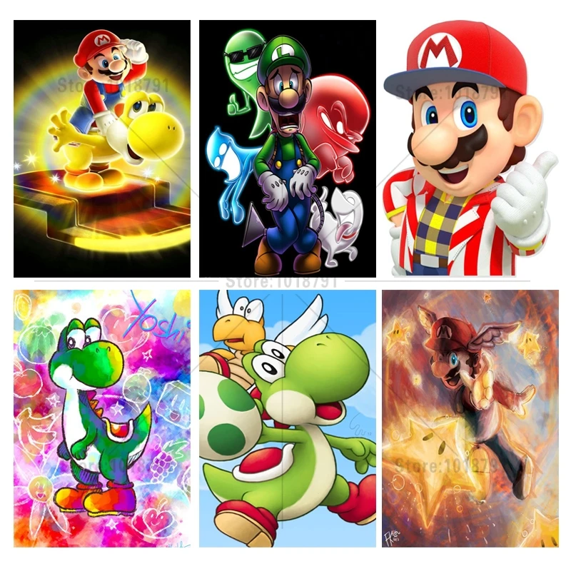 

5d Diy Diamond Painting Mario brother Diamond Embroidery Cross Stitch Wall Stick Diamond Mosaic Needlework Home Decor