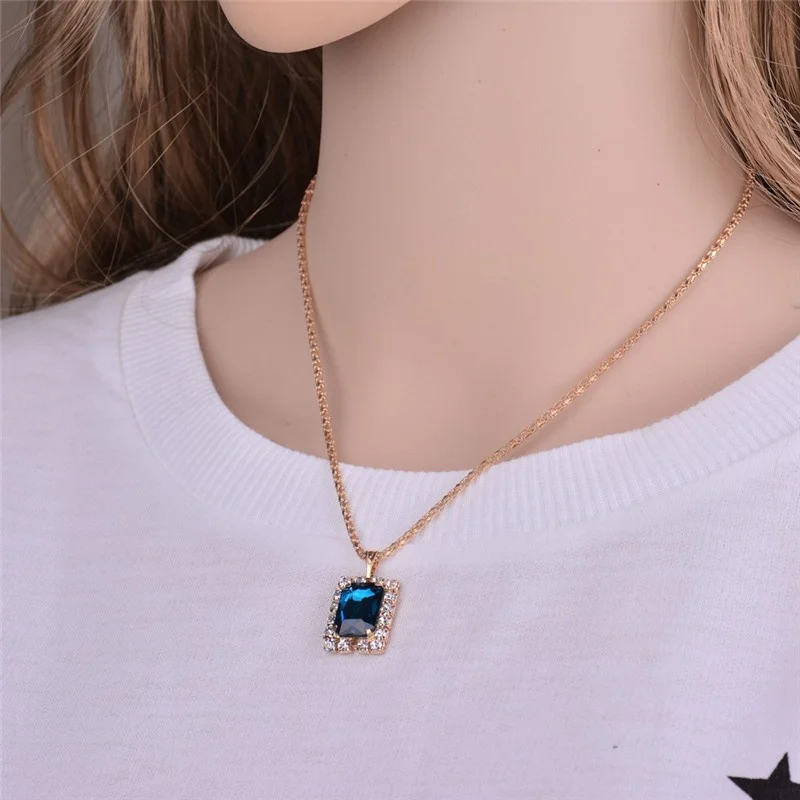 

jewelry set Retro style square zinc alloy rhinestone earrings female ring pendant necklace set gift box 2019 New hot sale A361
