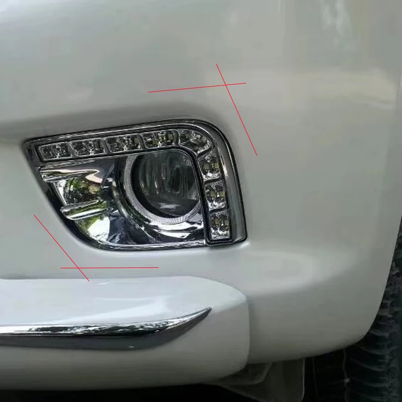 SUNKIA автомобиля светодиодный дневные ходовые огни дневного света с отверстием для противотуманной лампы для Toyota Prado FJ150 LC150 2010-2013 Land Cruiser 2700/4000