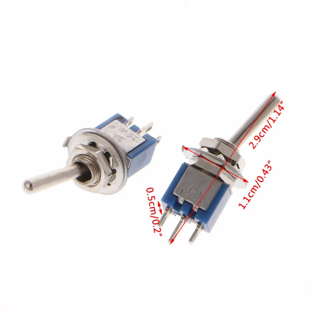 10 шт. AC 250 V/1.5A 125 V/3A SPDT 3-Pin Кнопка ВКЛ/на 2 Позиции Мини тумблер синий переключатели