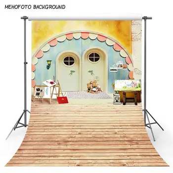 

MEHOFOTO Vinyl Photography Backdrop Wooden Door Children Room Cute Sketchpad Decoration Photocall Children Background
