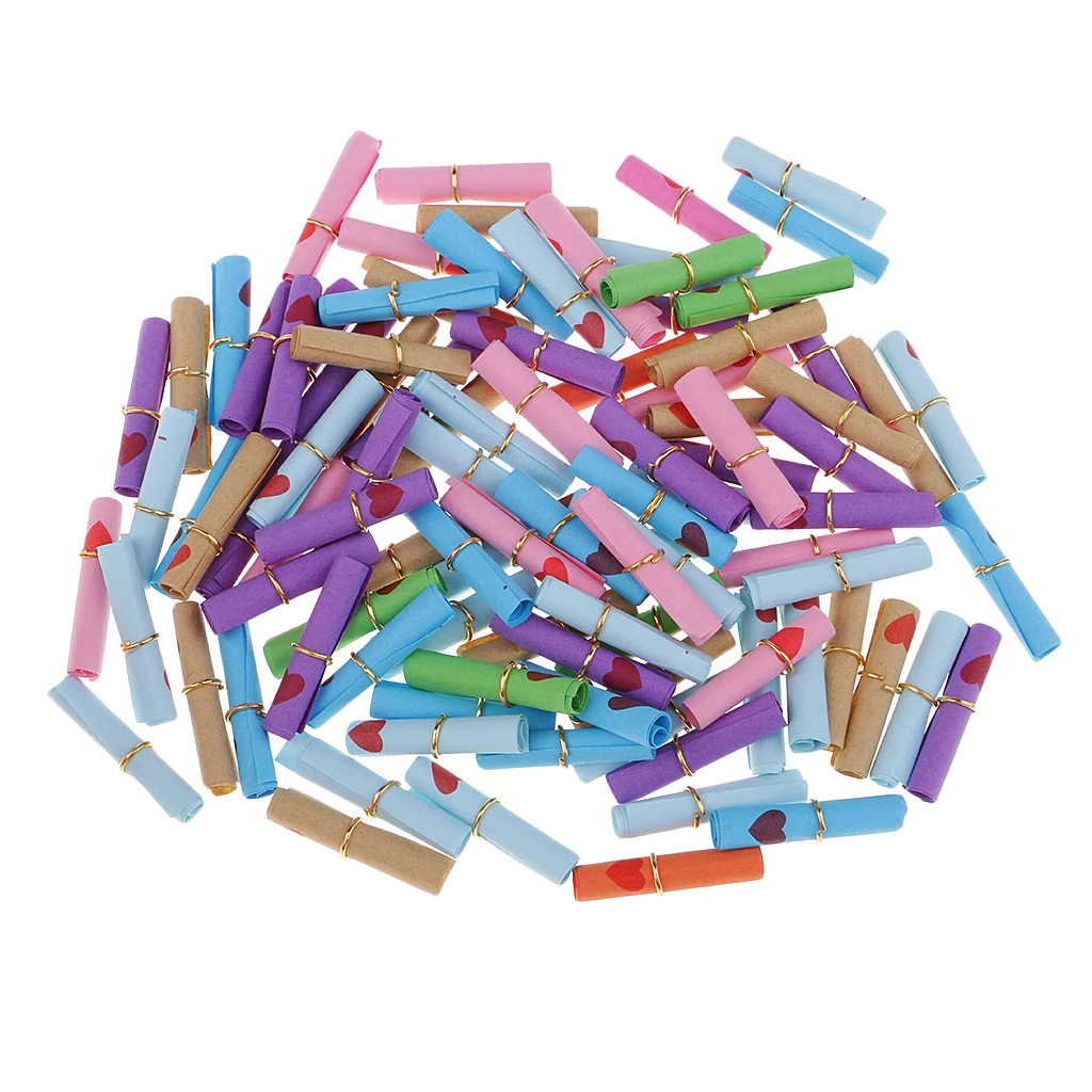 100 Pieces Message Wish Paper Scrolls for Wish Bottle Charms Party Favors Christmas Tree Wish Tree Hanging Decoration DIY Craft