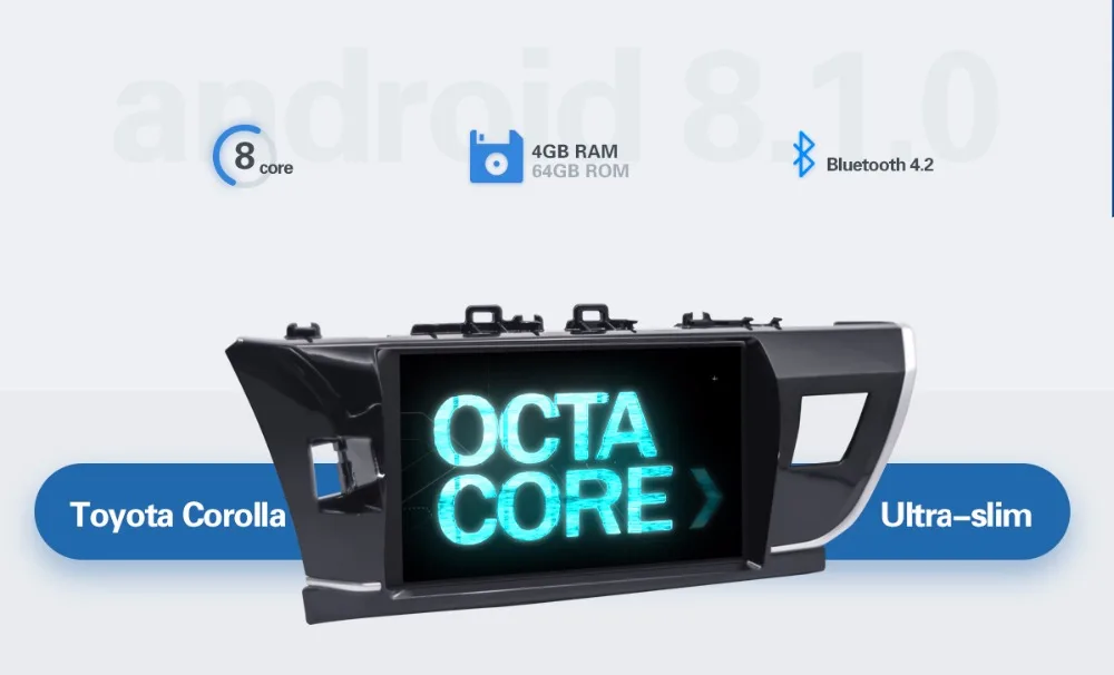 Discount Joying Android 8.1 for toyota corolla 2014-2016 10.1" 2 din car radio DSP navigation car stereo GPS carplay TMPS 4GB+64GB SWC BT 10