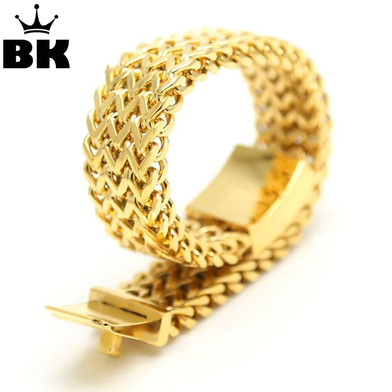 

High Quality Men's Hip Hop Bracelets Stainless Steel 3 Row Franco Link Chain Large Solid Heavy Bracelet Bangle 2016 New Brand