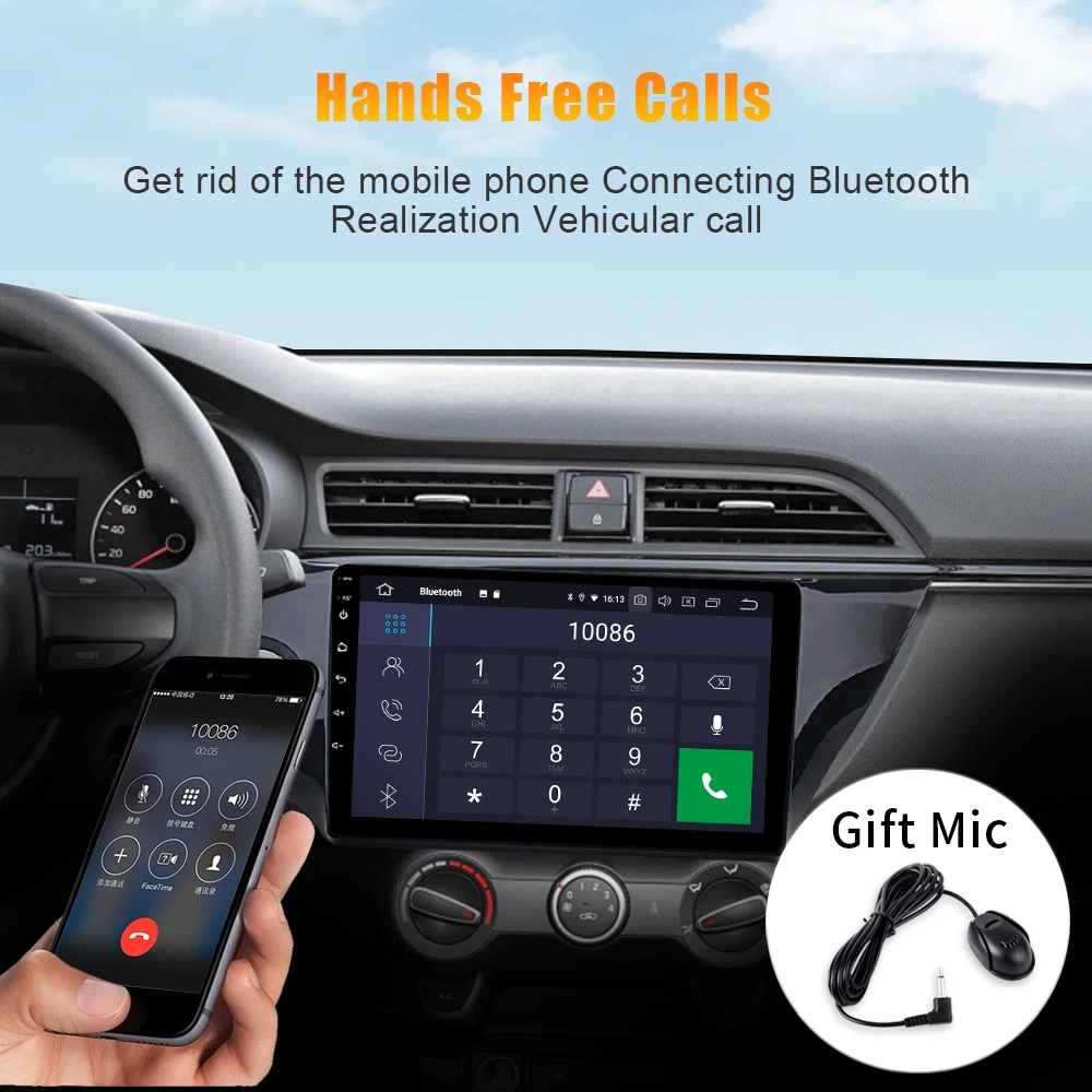 Sale Android 9.0 Car 1 din Stereo  for Kia K2 New Rio 2017 2018 Car Radio Bluetooth 10.2"  IPS Multi Touch Screen 3