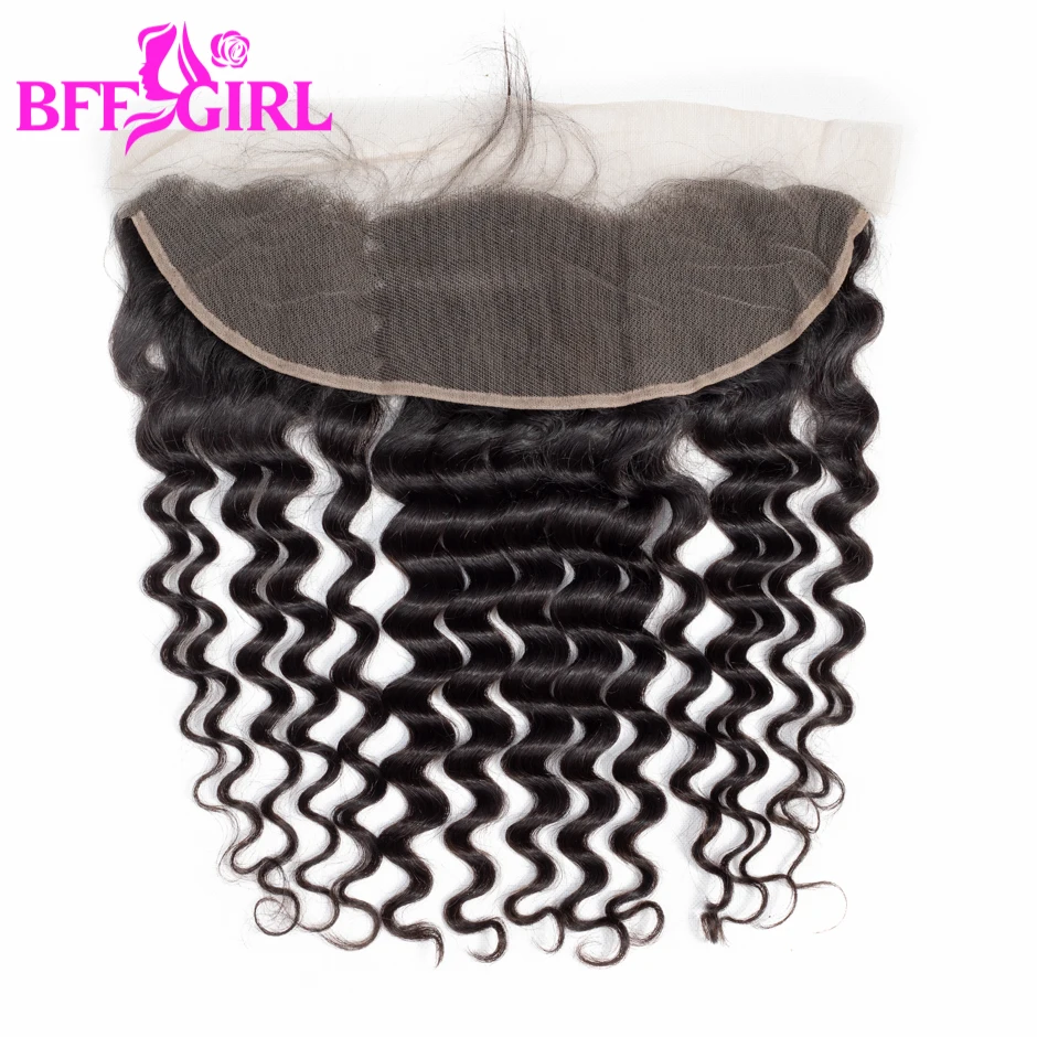 BFF GIRL Loose Deep Wave Frontal Ear to Ear 13*4 Lace Frontal Closure With Baby Hair Natural Color Remy Human Hair Frontal