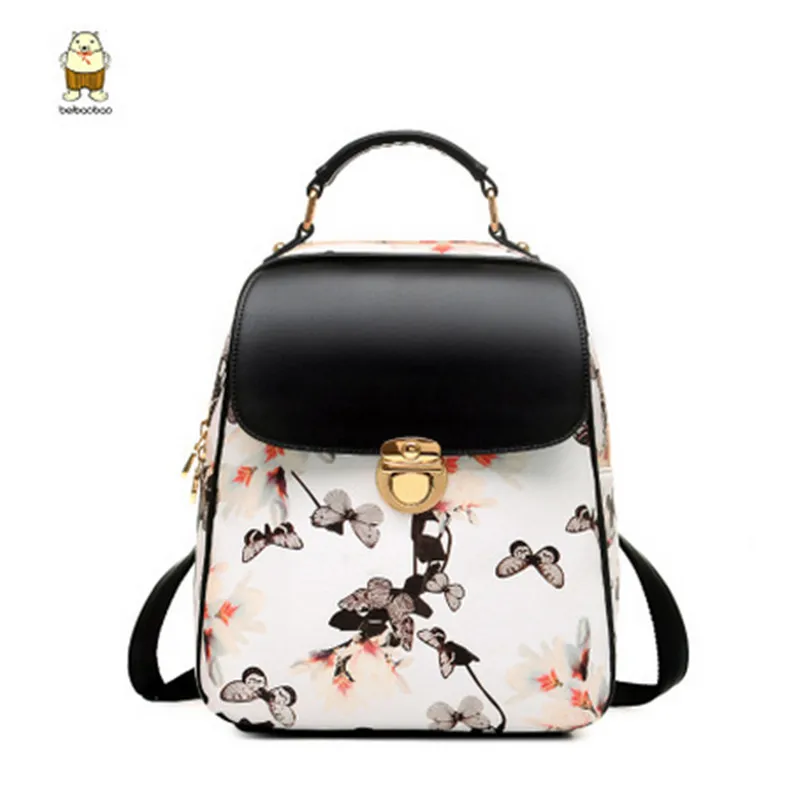 

Cute backpack high quality leather material butterfly printed backpack mochila escolar female fashion korean backpack bolsa sac