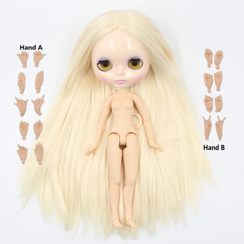 ICY Factory шарнирная кукла blyth BL0510 Золотой крем слоновая кость белые волосы certra часть длинные прямые волосы 1/6 30 см - Цвет: doll with handAB