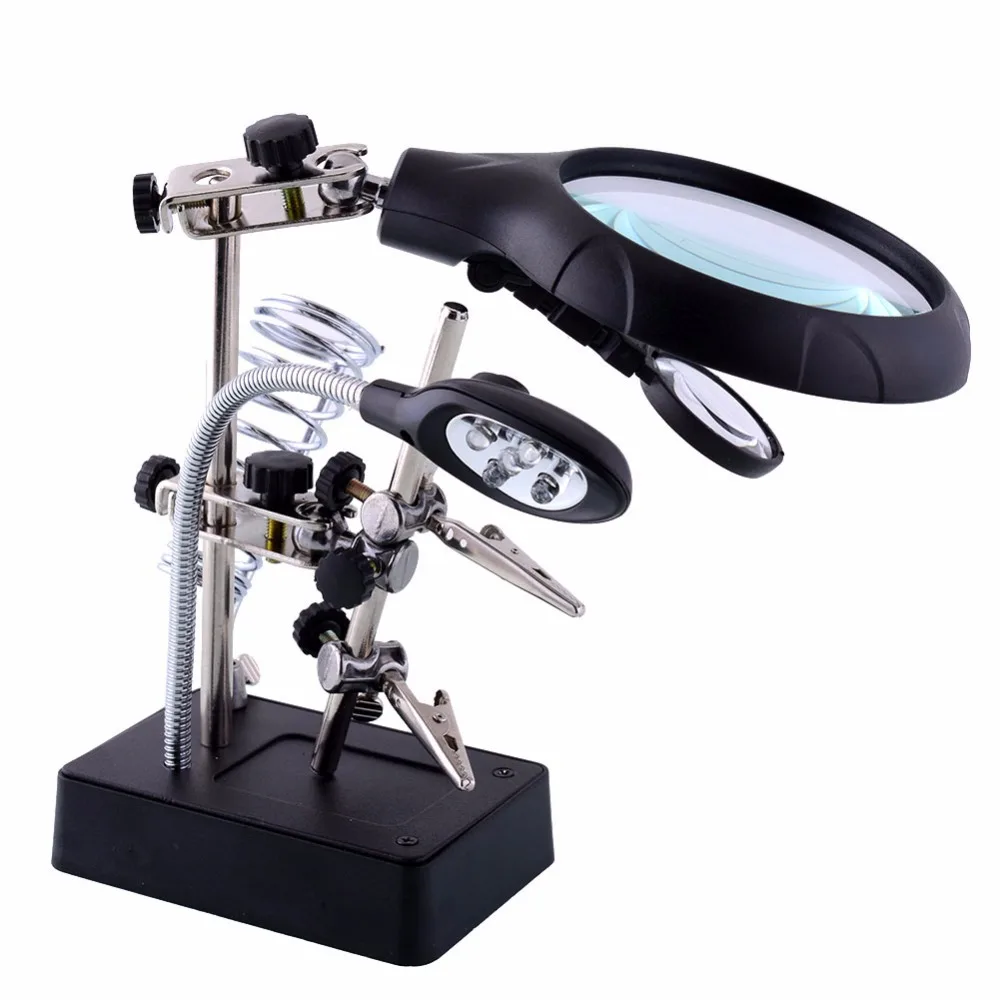 Увеличительное стекло со светодиодной подсветкой 3 в 1|soldering iron stand|iron standsolder soldering |