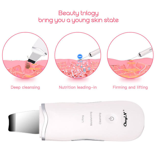 Ultrasonic Ion Deep Cleaning Skin Scrubber Peeling Shovel Facial Pore Cleaner Blackhead Remover Face Lifting USB Rechargeable 53