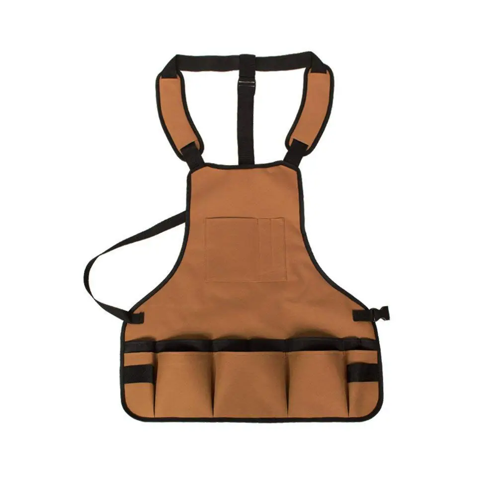 

Professional Work Apron with Pockets Durable Waterproof Adjustable Tool Apron Gardening Woodshop Aprons with Pouches for Men W