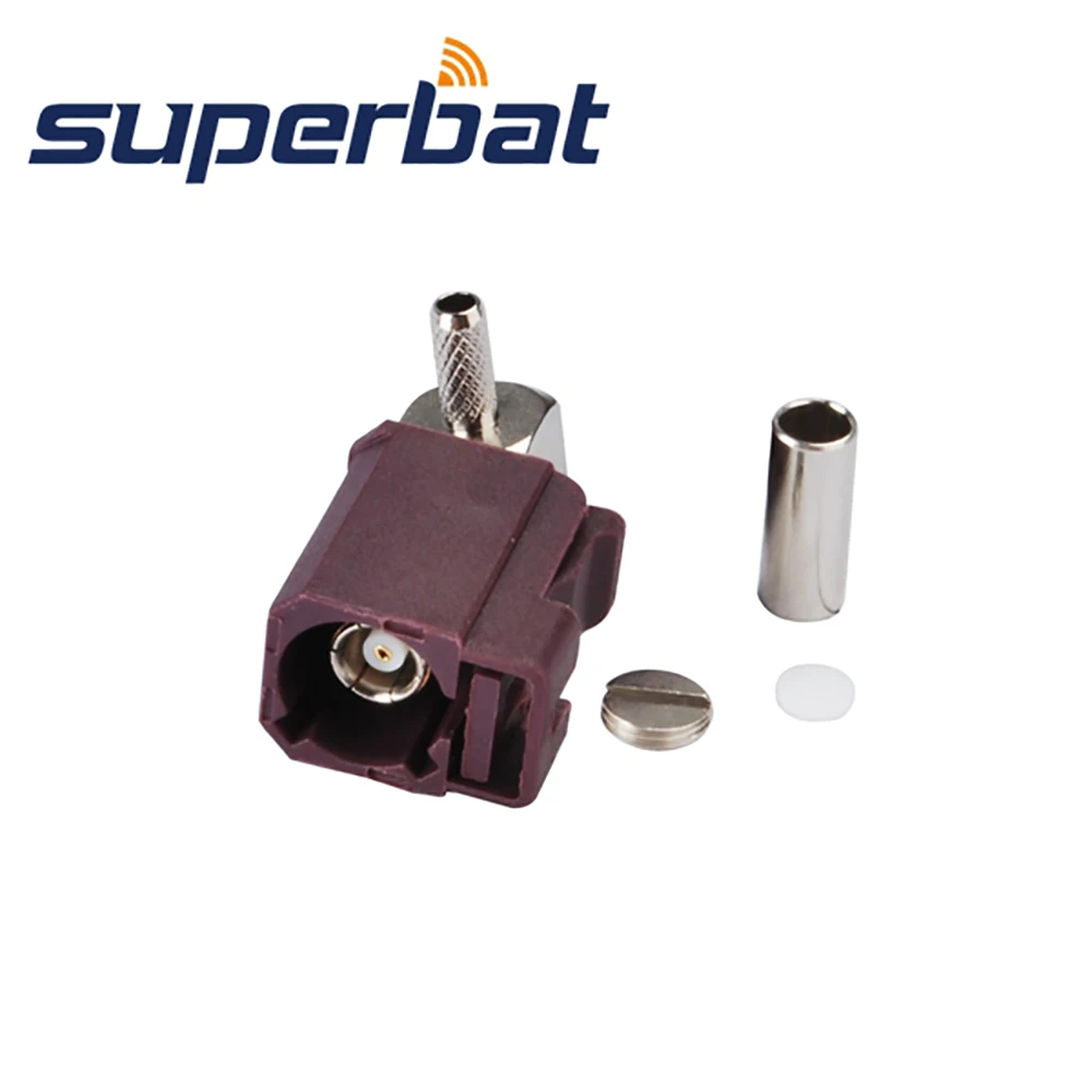Superbat 10 шт. Fakra Jack прямоугольный ДЛЯ RF Coaixal кабель RG316 RG174 LMR100 для фиолетового