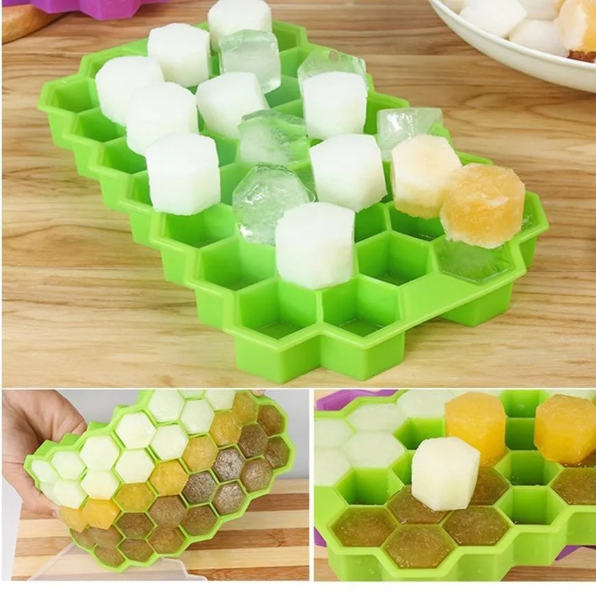 Honeycomb Shape Ice Cube 37 Cubes Ice Tray Ice Cube Mold Storage