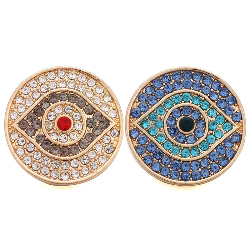 

10pcs/lot New Snap Jewelry 18mm Rhinestone Round Big Eye Buttons Fit DIY Snap Bracelets & Bangles For Women ZA990