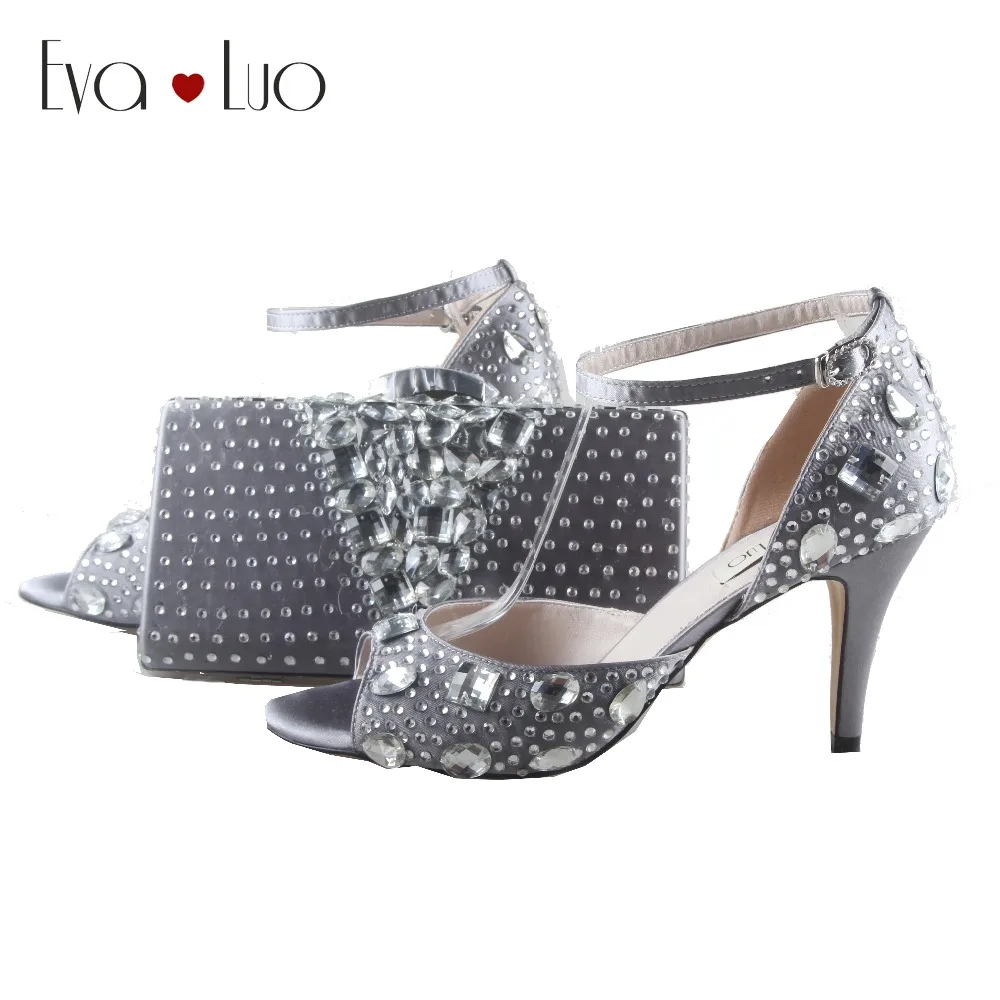 grey wedding shoes and matching bag
