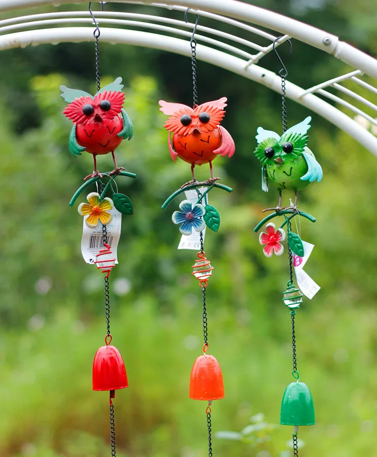 

Wind Chime Iron Owl Animal Wind Spinner Ldyllic Garden Ornaments Outdoor Pendant