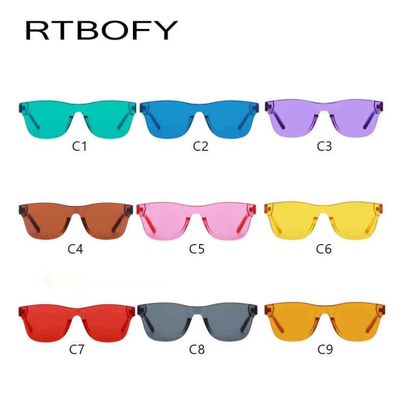RTBOFY яркие Квадратные Солнцезащитные очки в оправе без оправы прозрачные линзы