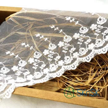 

DIY New Lace wholesale 10 Yard/Lot 12cm water soluble net flower diy clothing edge lace fabric embroidery lace trim white A2