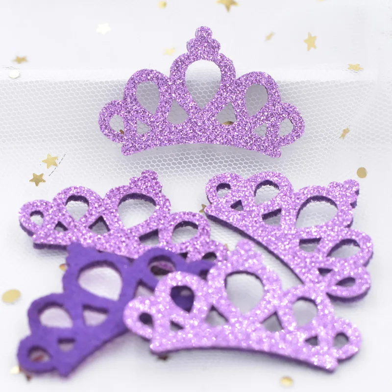 

20Pcs Glitter Padded Crown Patches Glitter Leather Crown Appliques for Stick on Crafts Clothes DIY Hair Bow Decoration K44