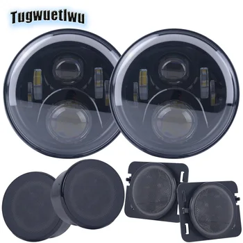 

7inch LED Headlight DRL Turn Signal Lights for land rover defender Fender Flares Side Light front grill led light for jeep jk tj