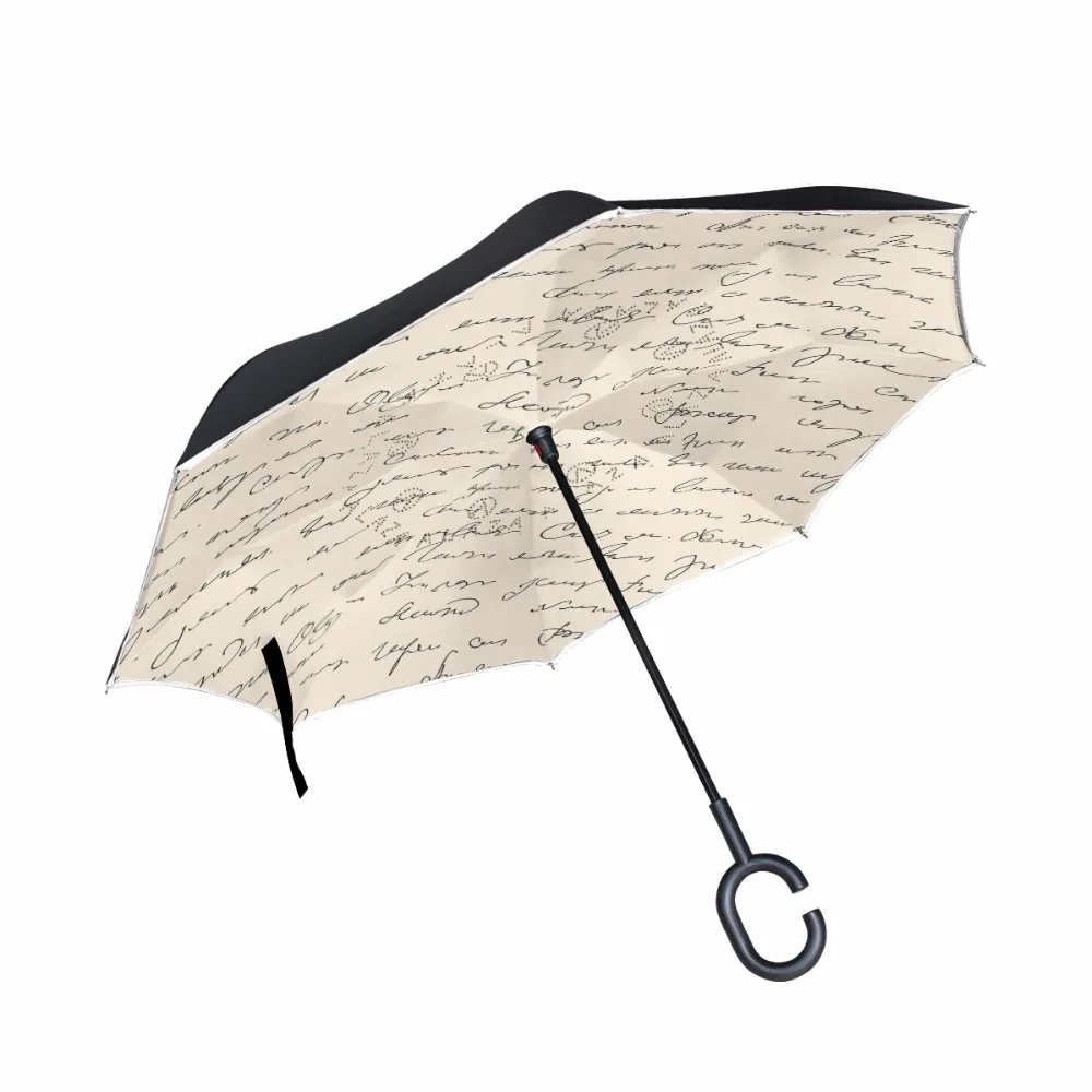 Paraguas inverso con estampado de letras inglés, doble capa invertida, protección solar contra la lluvia, personalizado AliExpress Hogar y jardín