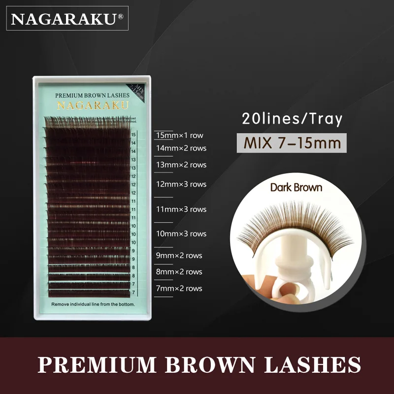 

NAGARAKU 20Rows 7-15Mix Length Brown False Eyelashes Lashes Mink Colored Eyelash Extension Fake Natural Brown Color Lash