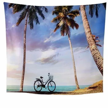 

Palm Tree Beach Wall Tapestry Home Decorations Scenic Table Background Cloth Bedroom Living Room Wall Hanging Tapestries tapete