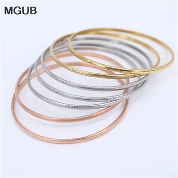 

316L Stainless Steel Width 3MM 3 colors Bangles Diameter 70mm smooth 7pieces/set Women gift LH401