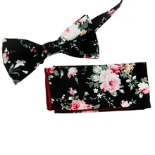 Mantieqingway хлопок и полиэстер цветочные Bowties платок Набор карманные площади и Papillon Полотенца и галстуки для мужской костюм галстуки