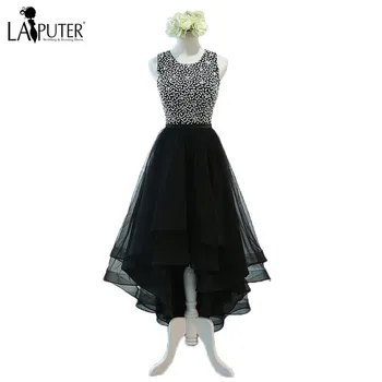 

Sparkly O-neck Sequin Beaded High Low Tulle Evening Dress High Front Low Back Long Party Dress Arabic Dubai Prom Dresses 2017