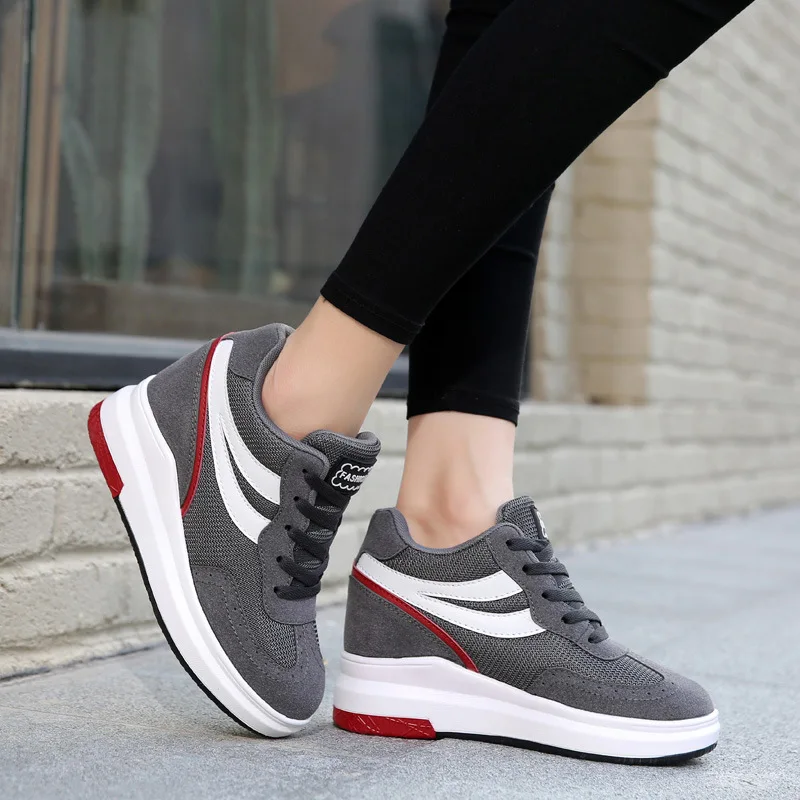 Femmes 2018 Ciel Loisirs Creepers Pour Dentelle ardoisé Sneakers Appartements vin forme Femme Up Plate Faux De Noir Chaussures Top Automne Hiver Suede Rouge Chaud pu High 8n78p0x