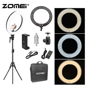

Zomei 18 inch LED Ring Light 55W 5500K Lighting Kit with Tripod Stand Ball Head and Phone adapter for Camera Smartphone Youtube