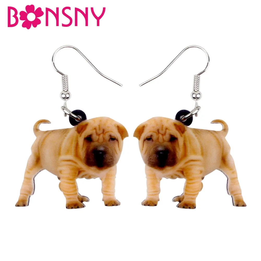 Bonsny акриловые бульдог щенок серьги с собаками большие длинные висячие капли