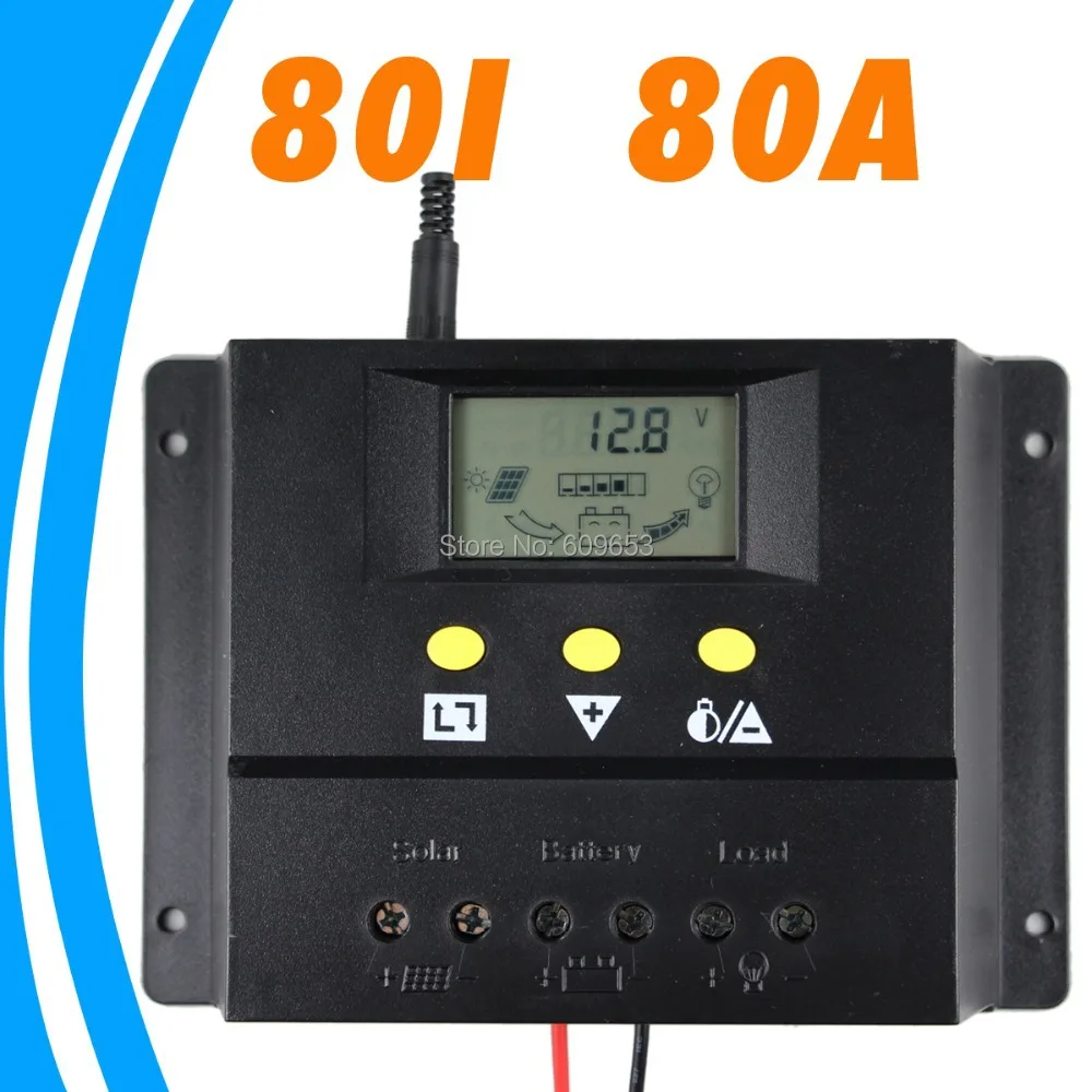 Controlador de Carga da Bateria do Painel Solar pv Sistema Casa Uso Interno Novo 80a 12 v 24