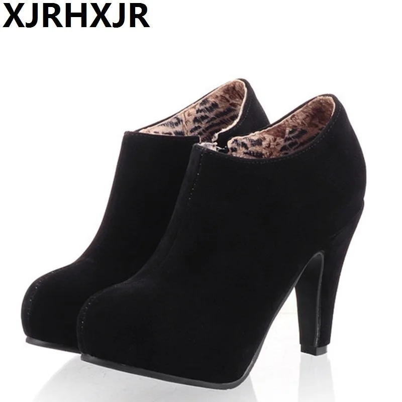 

2019 Brand 10cm high heel shoes new winter suede fabric nightclub boots in Europe and the nude Womens Shoes Boots Size 32-45