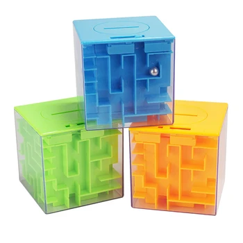 

3D Piggy Bank Money Boxes Coin Money Magic Maze Cube Case Saving Box Puzzle Game Rolling Ball Children Toys Gift 50AA007