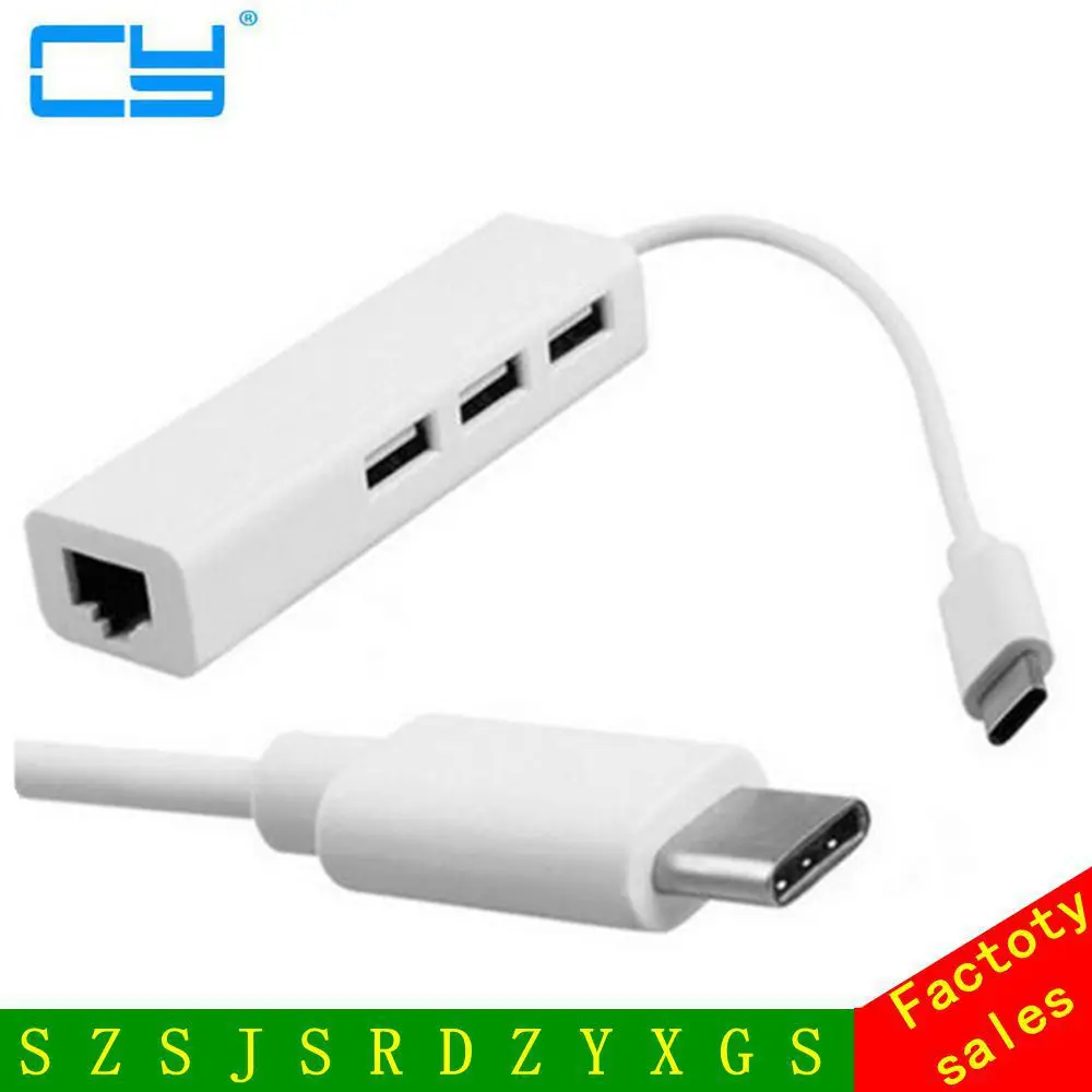 

USB 3.1 Type C USB-C Multiple 3 Ports Hub with Ethernet Network LAN Adapter for Chromebook