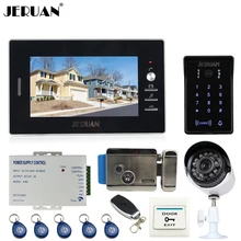 JERUAN 7 inch Video Door Phone intercom System kit waterproof touch Password keyboard Access Camera + metal 700TVL Analog Camera