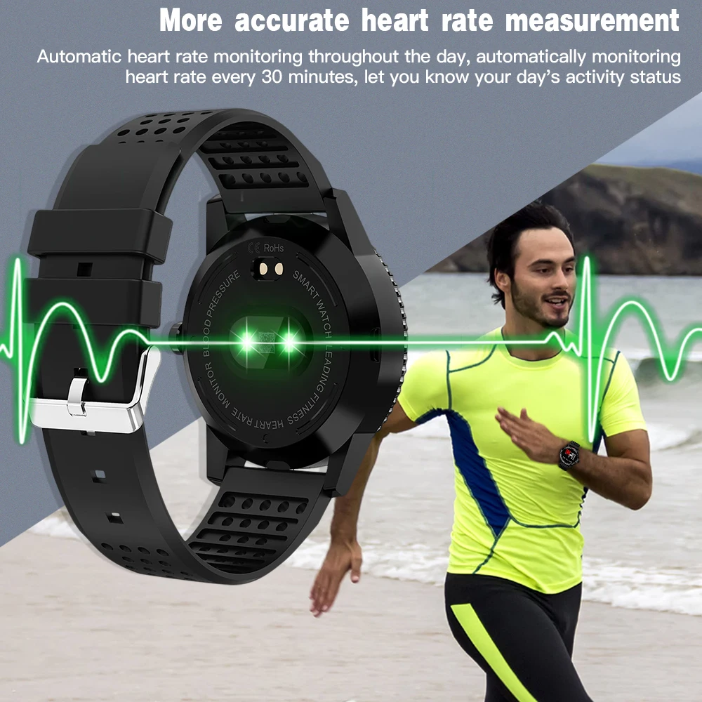 LEMFO T1 Smartwatch IP67 Waterproof Wearable Device Heart Rate Monitor Color Display Smart Watch For Android IOS 30 Days Standby