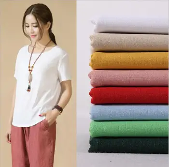 

2017 New Arrival! 20 Color Cotton Linen Fabric Plain Weave Fabrics For Sewing Textile Cloth 140cm Width*1 Meters