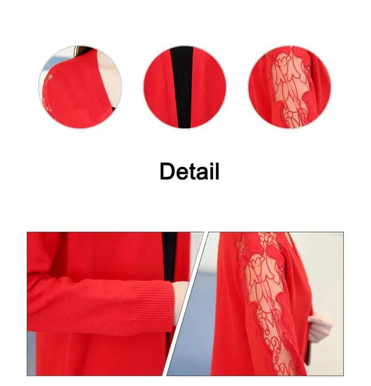 Fashion 2019 New Women Cardigan Jacket Knitted Lace Patchwork Coats Autumn Long Sleeve Chaquetas Mujer Long Jackets Coats Ladies (12)