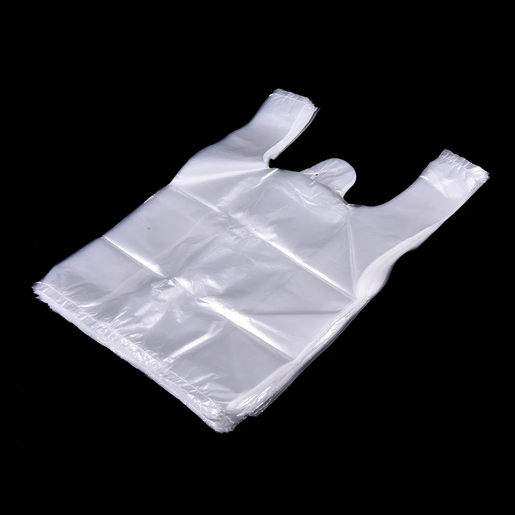 54Pcs/lot 24*34cm Plastic Carrier Bag Clear Handbag Recyclable Grocery