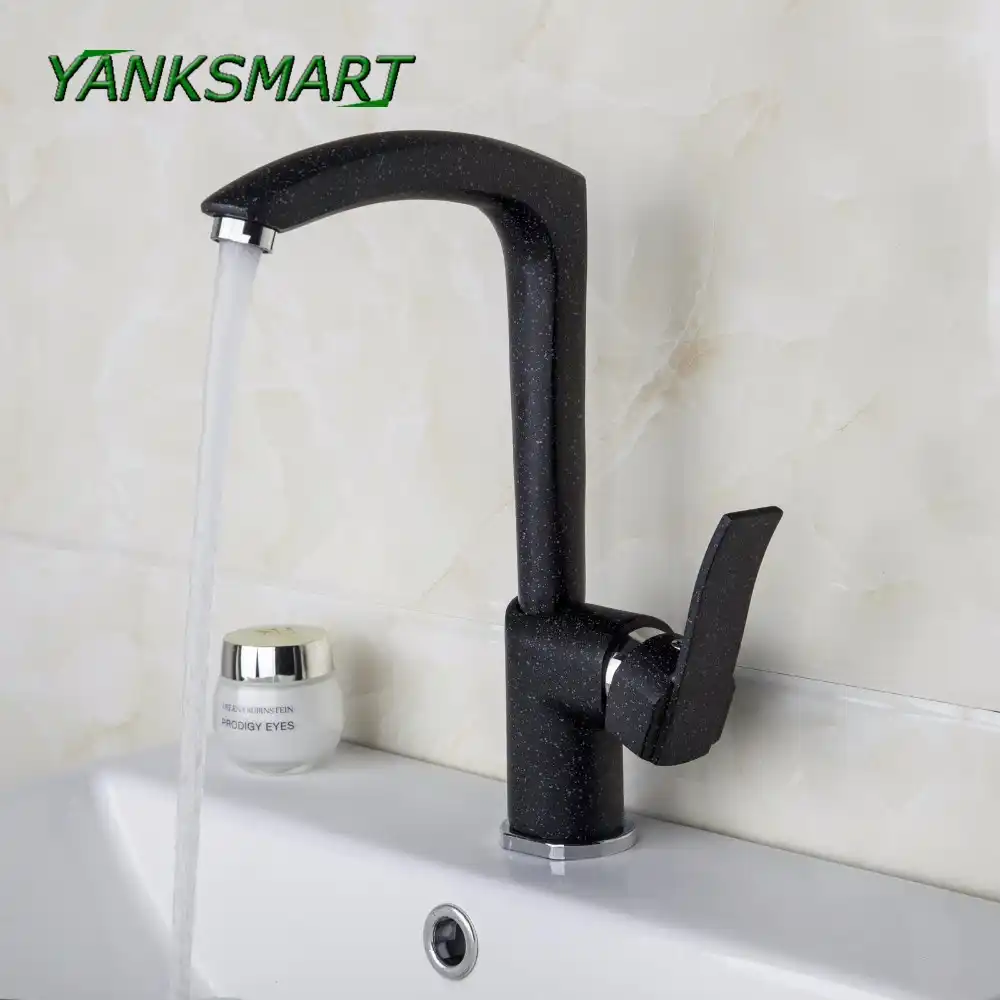 YANKSMART черный крашеный горошек смеситель для ванной комнаты кухонный кран с одной