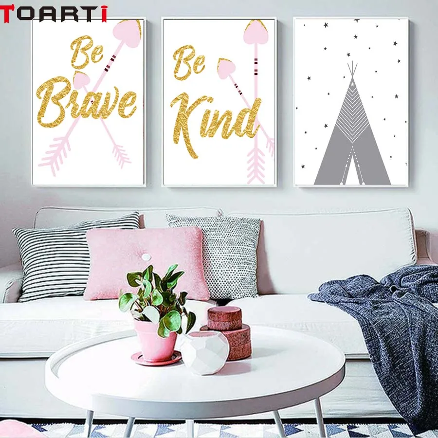 be kind be brave kids room inspirational quote painting (1)