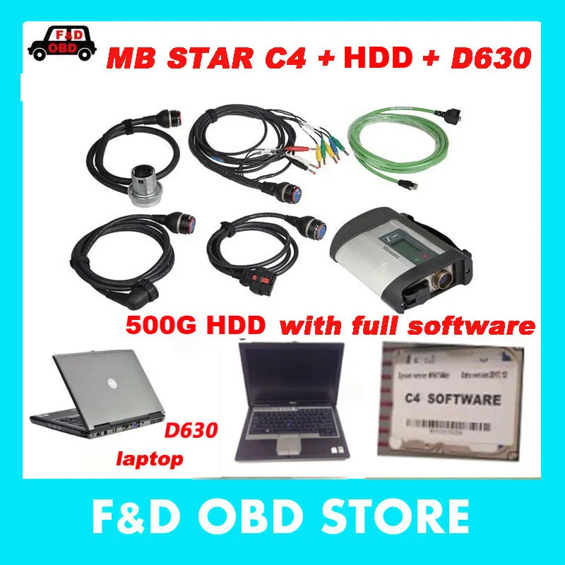 Авто Диагностический MB STAR SD C4 V12. программное обеспечение в HDD и D630 PC диагностический сканер инструмент Mb star C4 для автомобиля/грузовика готов к использованию