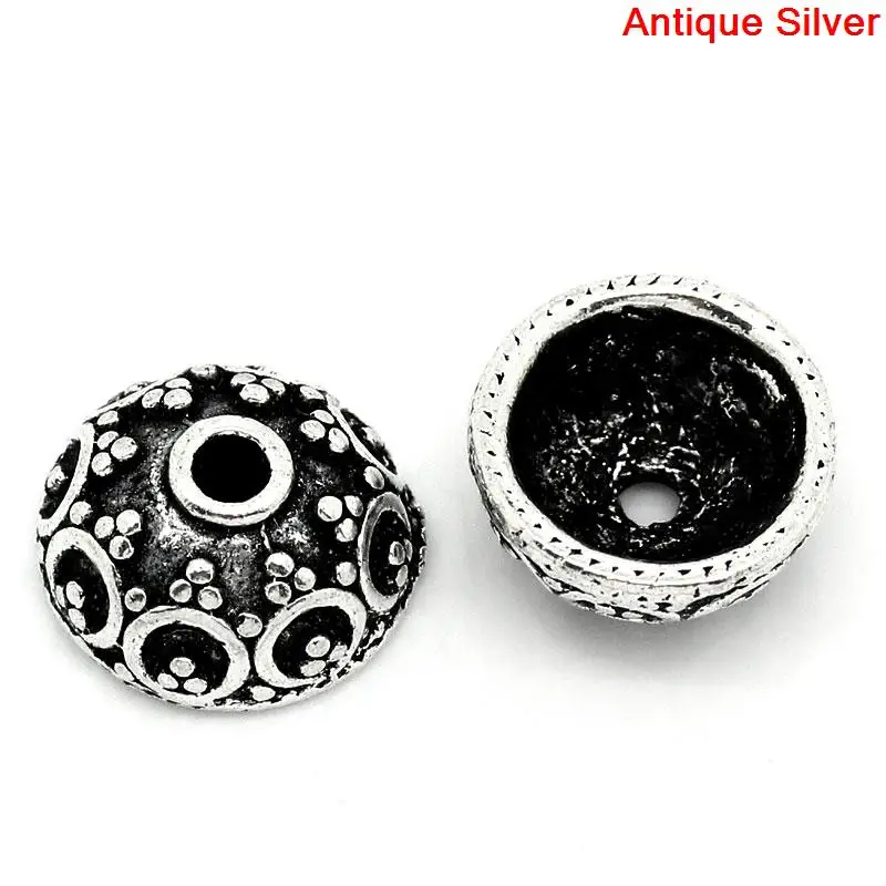 

DoreenBeads Zinc metal alloy Beads Caps Flower Antique Silver(Fits 20mm Beads)Pattern Pattern 10mm(3/8")x 10mm(3/8"),8 PCs